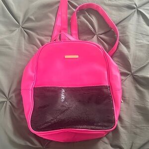 Juicy Couture Hot Pink Backpack with Black Sequin Pocket